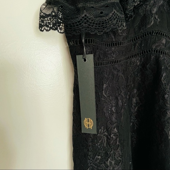 NWT!  House of Harlow x Revolve Devi Black Lace Mini Dress L - Picture 6 of 8